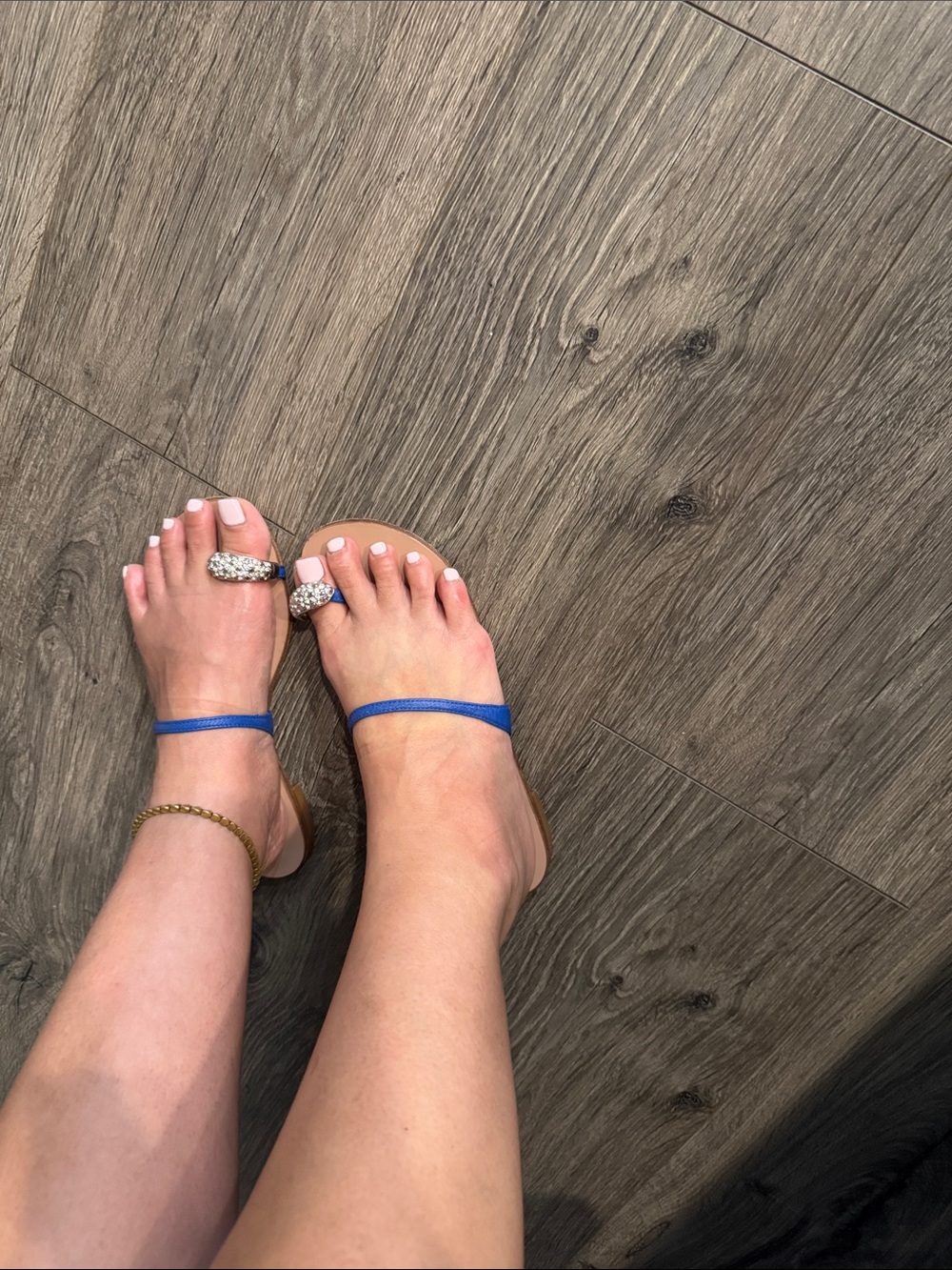 Giuseppe Zanotti Cobalt Blue Strappy Toe-Ring Sandals with Crystal Accents